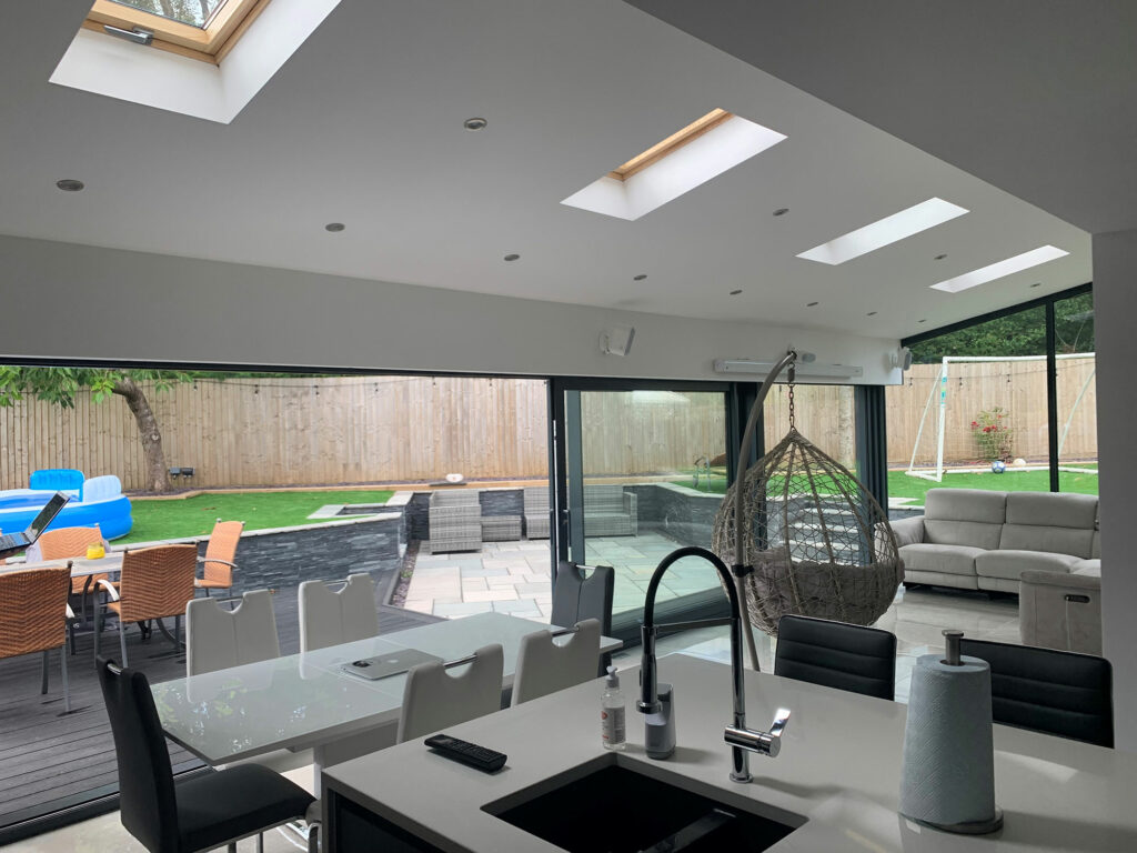 modern conservatory with solid roof
